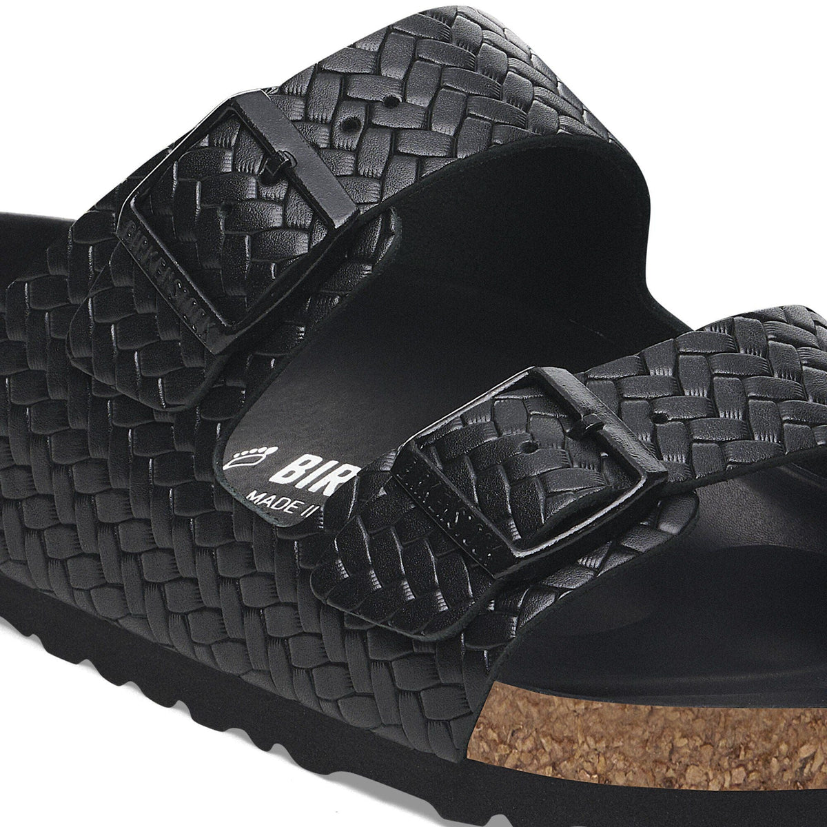 Arizona | Leather | Woven Embossed Black - sandals - Birkenstock
