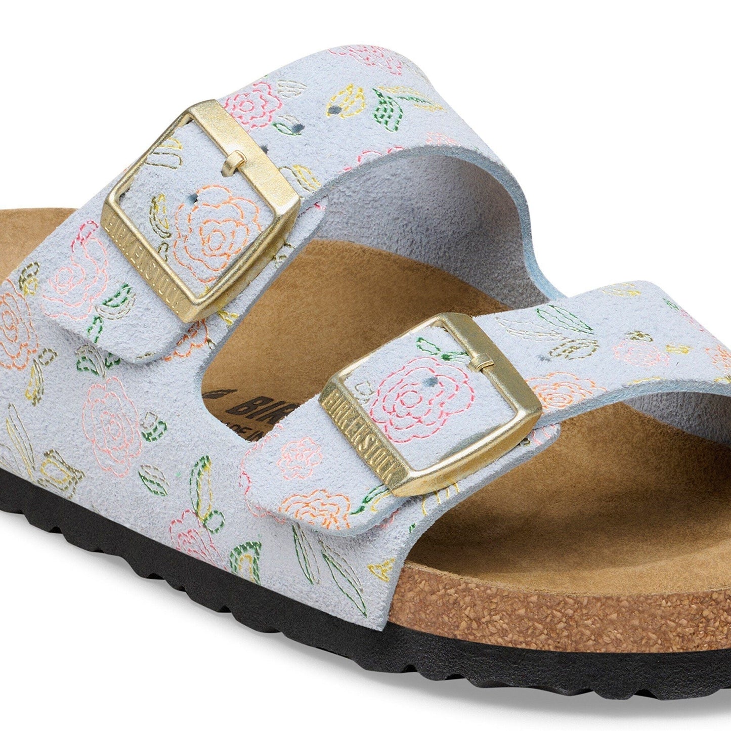 Arizona | Suede | Baby Blue Flower Print - sandals - Birkenstock