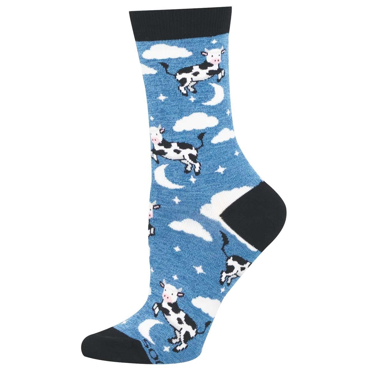 Cow Jumped Over Moon | Bamboo | Women | Blue Heather - socks - Socksmith