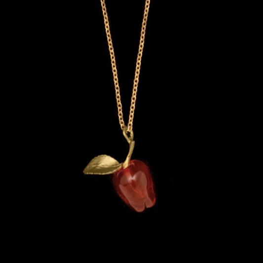 Delicious Apple | 16" Pendant Necklace | Bronze/Cast Glass - Necklace - Michael Michaud
