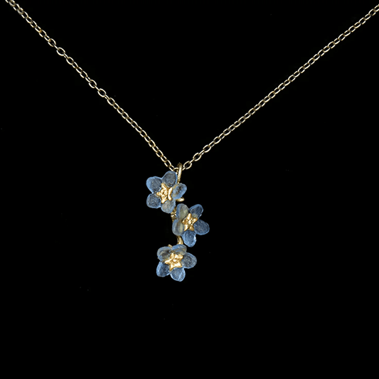 Forget Me not 16" Triple Flower | Necklace | Bronze/Cast Glass - Necklace - Michael Michaud