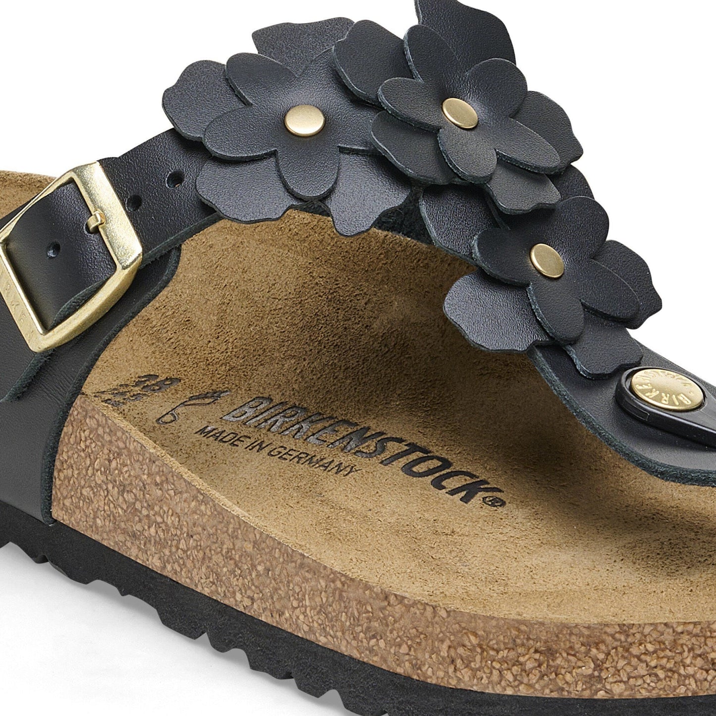 Gizeh Flower | Leather | Black - Sandals - Birkenstock