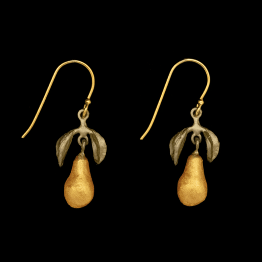 Golden Pear | Wire Earring | Bronze/Cast Glass - Earring - Michael Michaud