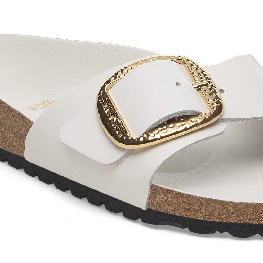 Madrid Hammered Big Buckle | High - Shine Patent Leather | Antique White - sandals - Birkenstock