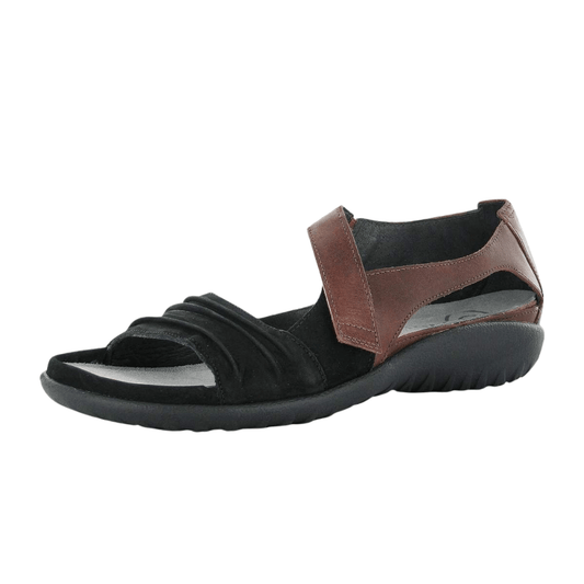 Papaki | Black Velvet Nubuck/Cinnamon Leather - Sandals - Naot