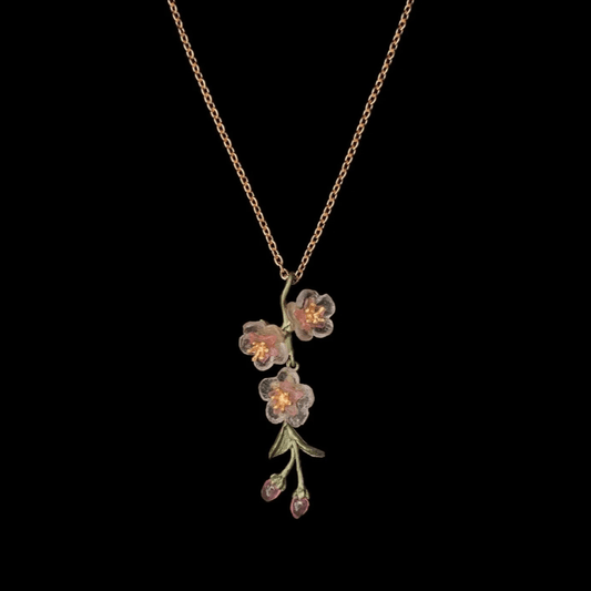 Peach Blossom | 16" Pendant Necklace | Bronze/Cast Glass - Necklace - Michael Michaud