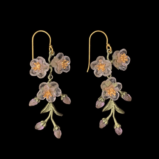 Peach Blossom | 3-Drop Wire Earring | Bronze/Cast Glass - Earring - Michael Michaud