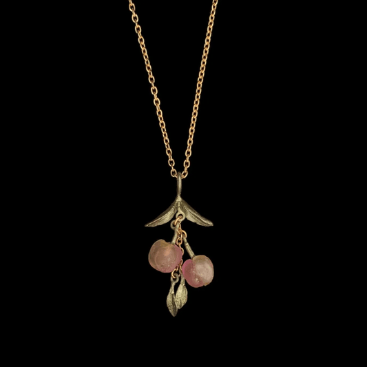 Peach Tree | 16" Pendant Necklace | Bronze/Cast Glass - Necklace - Michael Michaud
