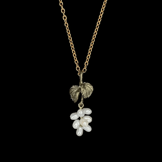 Spring Birch | Dainty 16" Pendant Necklace | Bronze/White Pearl - Necklace - Michael Michaud