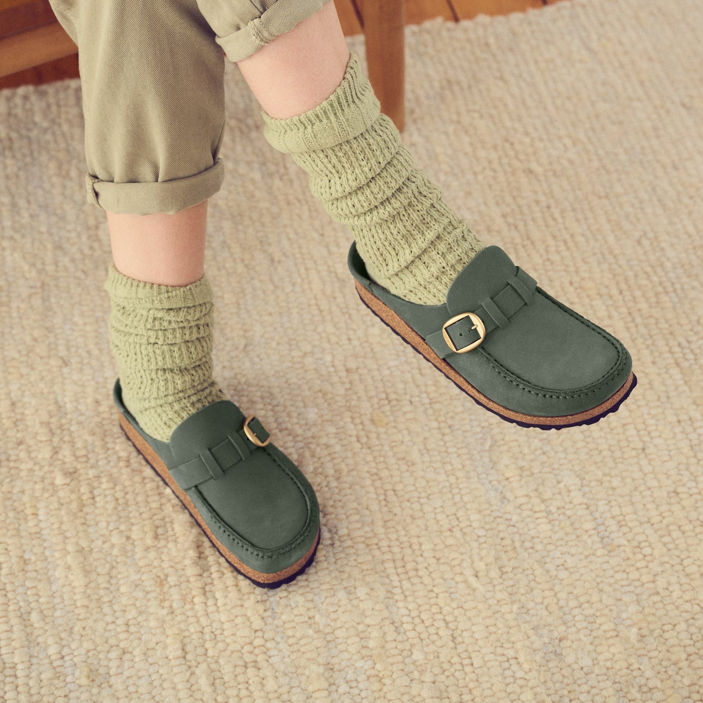 Buckley Round Buckle | Nubuck | Thyme - Clog - Birkenstock