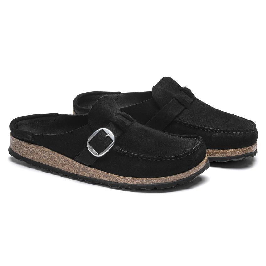 Buckley Round Buckle | Suede | Black - Clog - Birkenstock