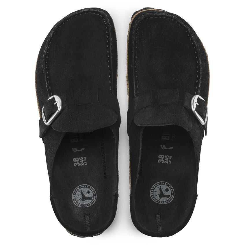 Buckley Round Buckle | Suede | Black - Clog - Birkenstock