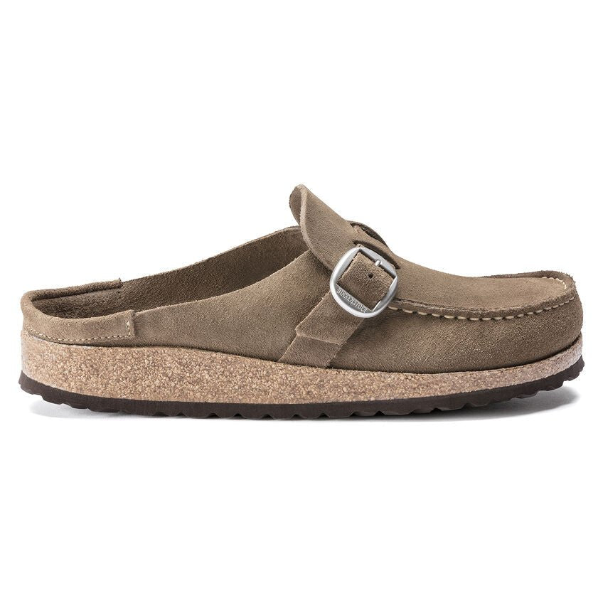 Buckley Round Buckle | Suede | Gray Taupe - Clog - Birkenstock