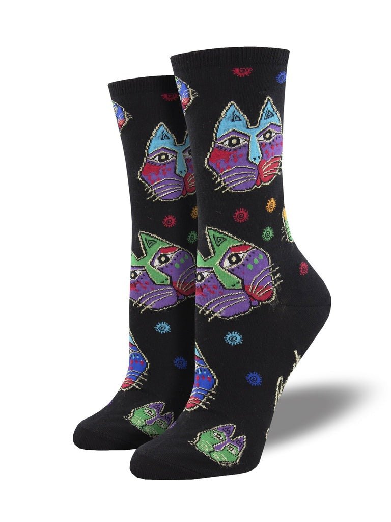 Cat Heads - Laurel Burch | Black - Socks - Socksmith