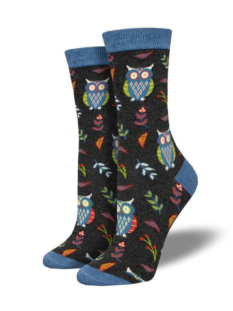 Cute Hoot | Bamboo | Navy Heather - Socks - Socksmith