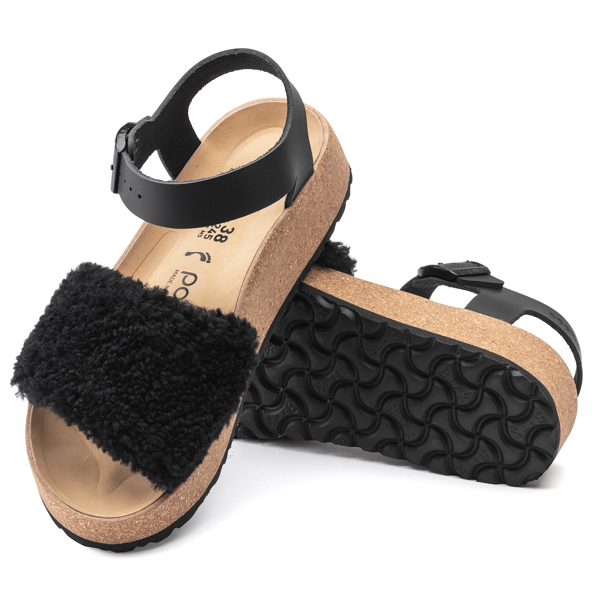 Glenda Leather Shearling Teddy Black Birkenstock Midtown