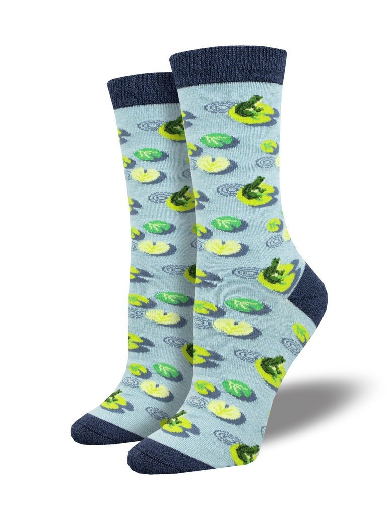 Leaping Lily Pads | Bamboo | Blue - Socks - Socksmith