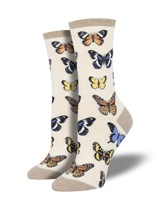Majestic Butterflies | Women | Ivory Heather - Socks - Socksmith