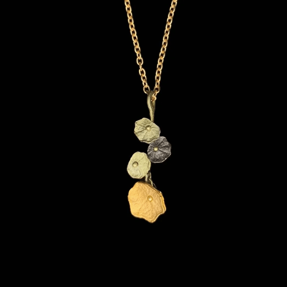 Nasturtium | 16" Petite Pendant Necklace | Bronze - Necklace - Michael Michaud