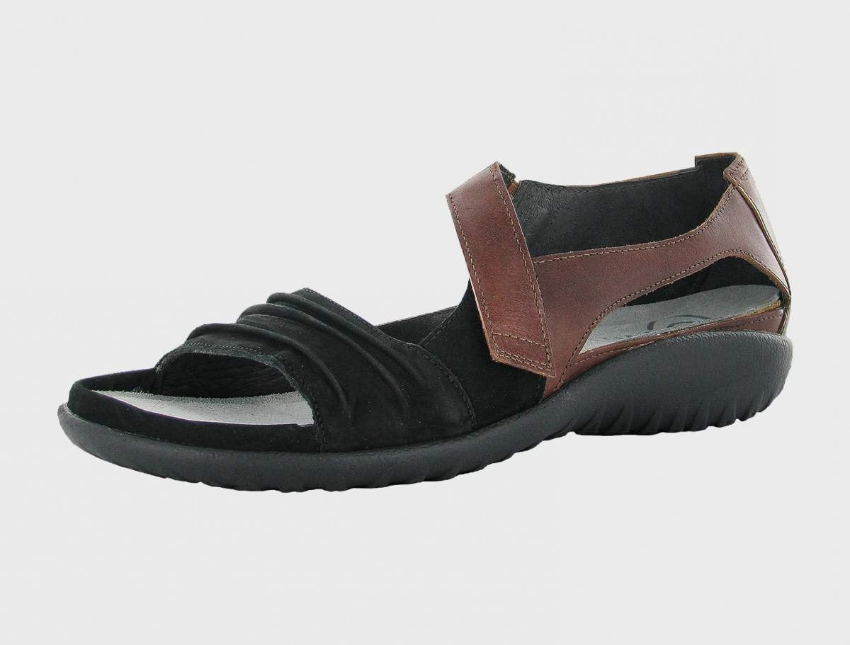 Papaki | Black Velvet Nubuck/Cinnamon Leather - Sandals - Naot