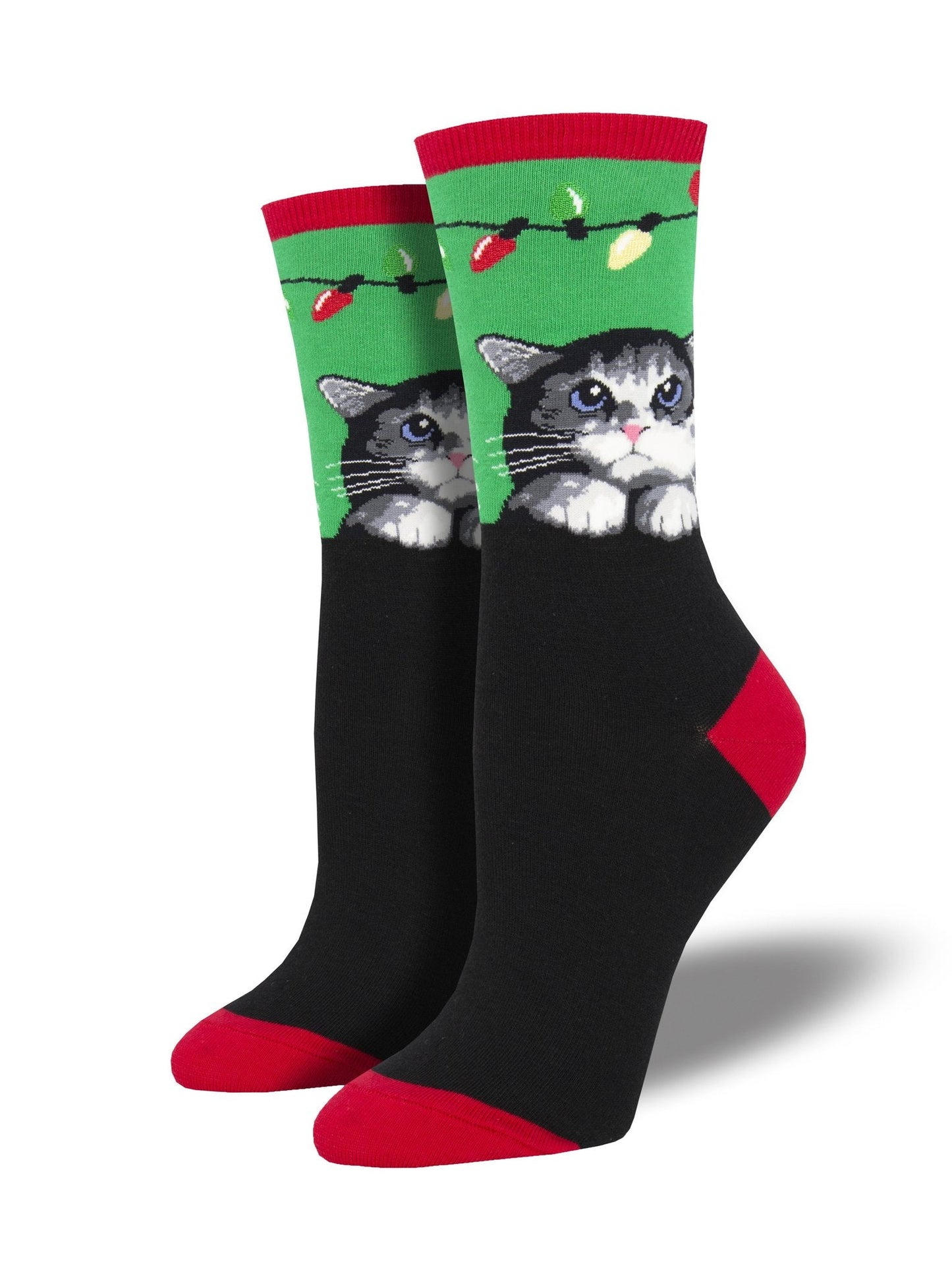 Purrty Lights | Women | Green - Socks - Socksmith