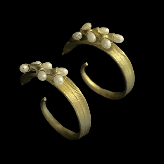 Rice | Hoop Earring | Bronze/ White Pearl - Earring - Michael Michaud