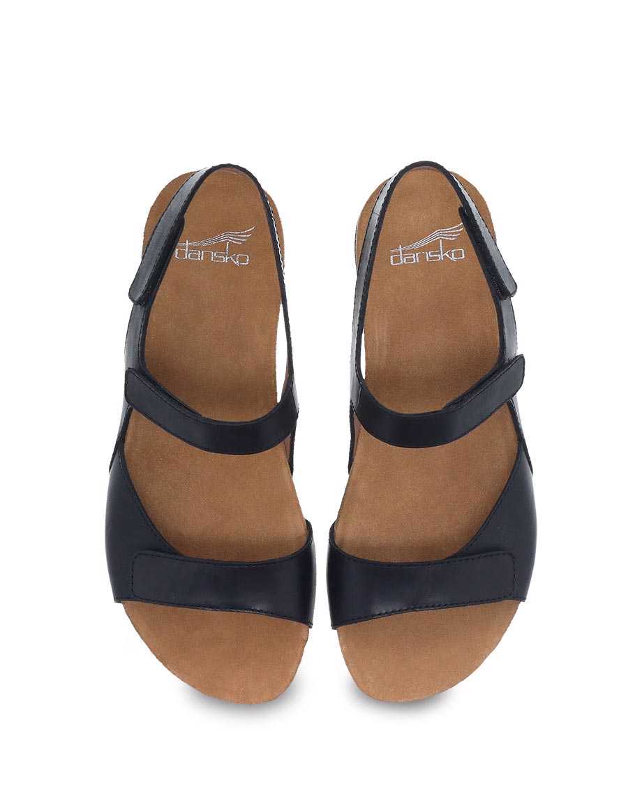 Ronda | Waxy Burnished | Black - Sandals - Dansko