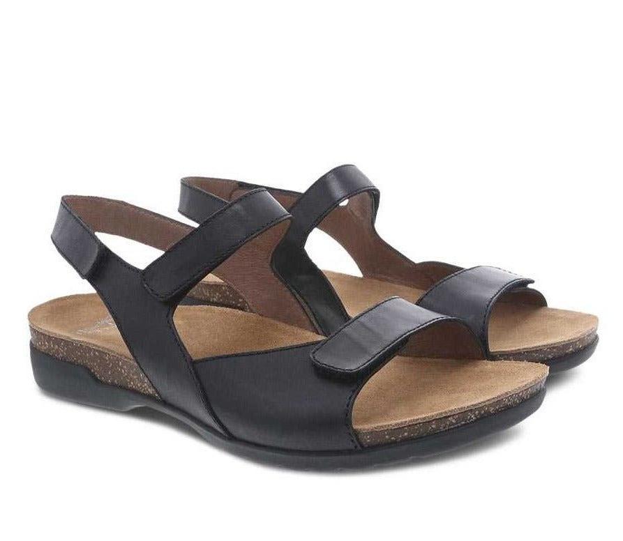 Ronda | Waxy Burnished | Black - Sandals - Dansko