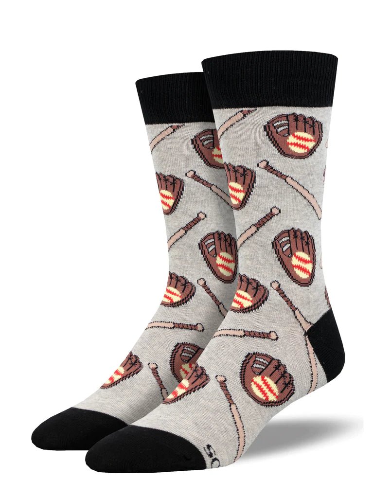 Softball League | Men | Light Gray Heather - Socks - Socksmith