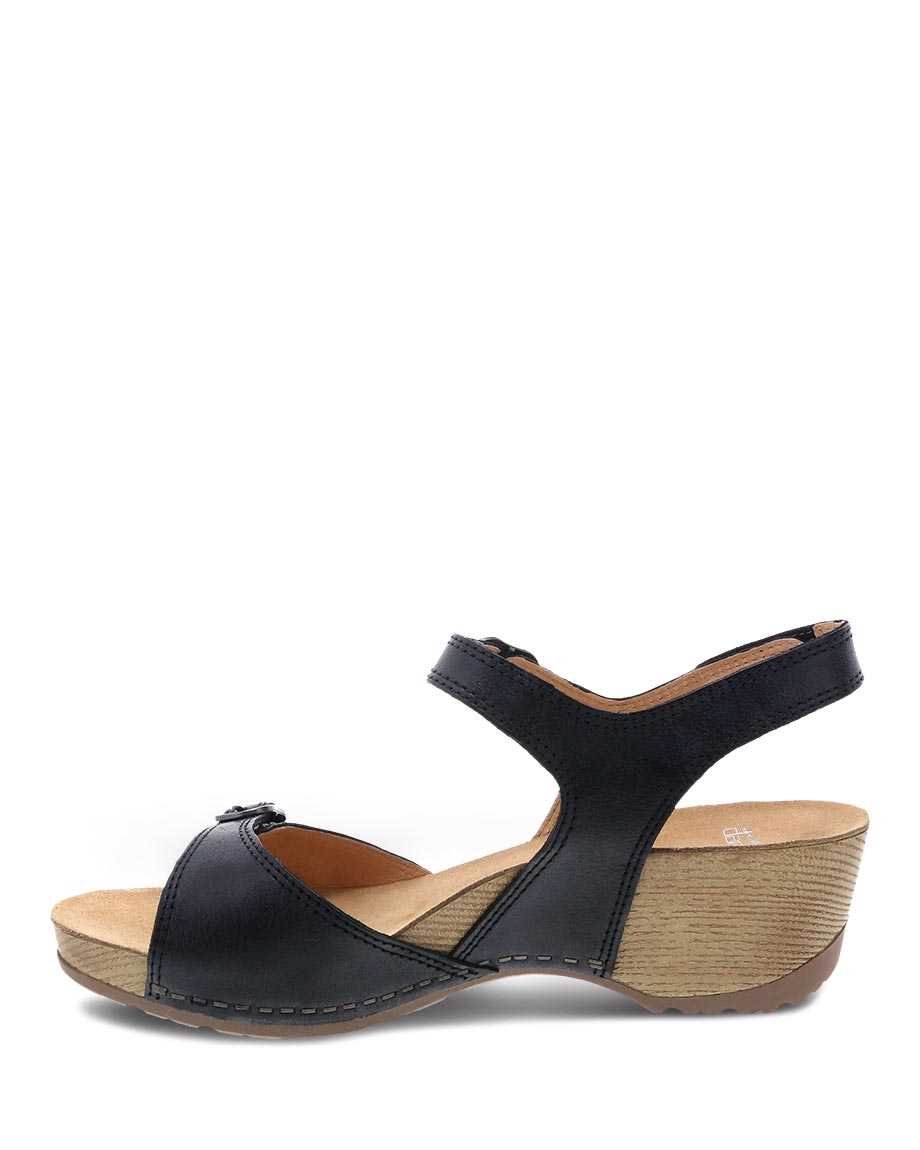 Tricia | Milled Burnished | Black - Sandals - Dansko