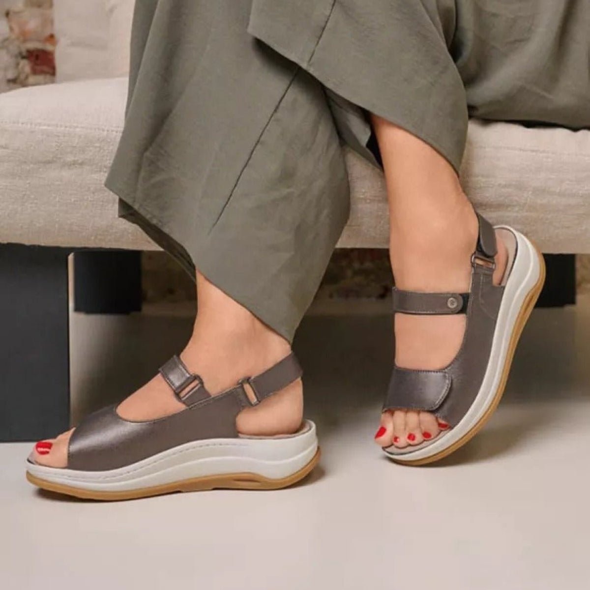 Adura | Biocare Vegan Leather | Inox - sandals - Wolky