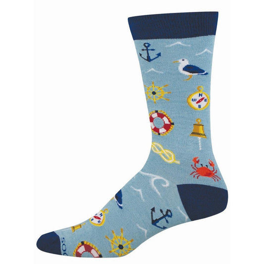 Ahoy Matey | Bamboo | Men | Blue Heather - socks - Socksmith