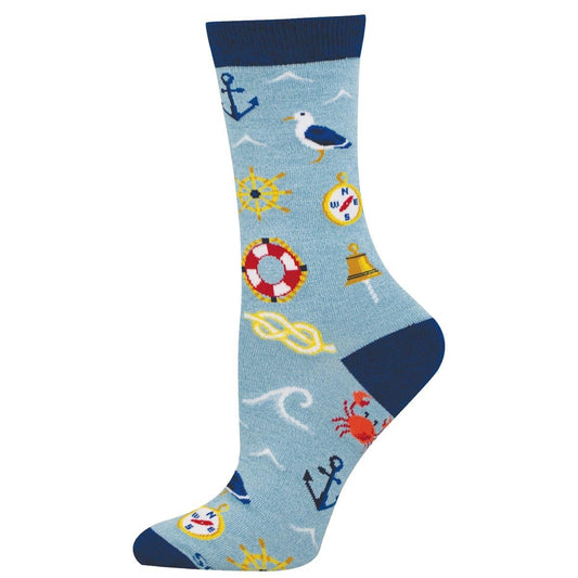 Ahoy Matey | Bamboo | Women | Blue Heather - socks - Socksmith