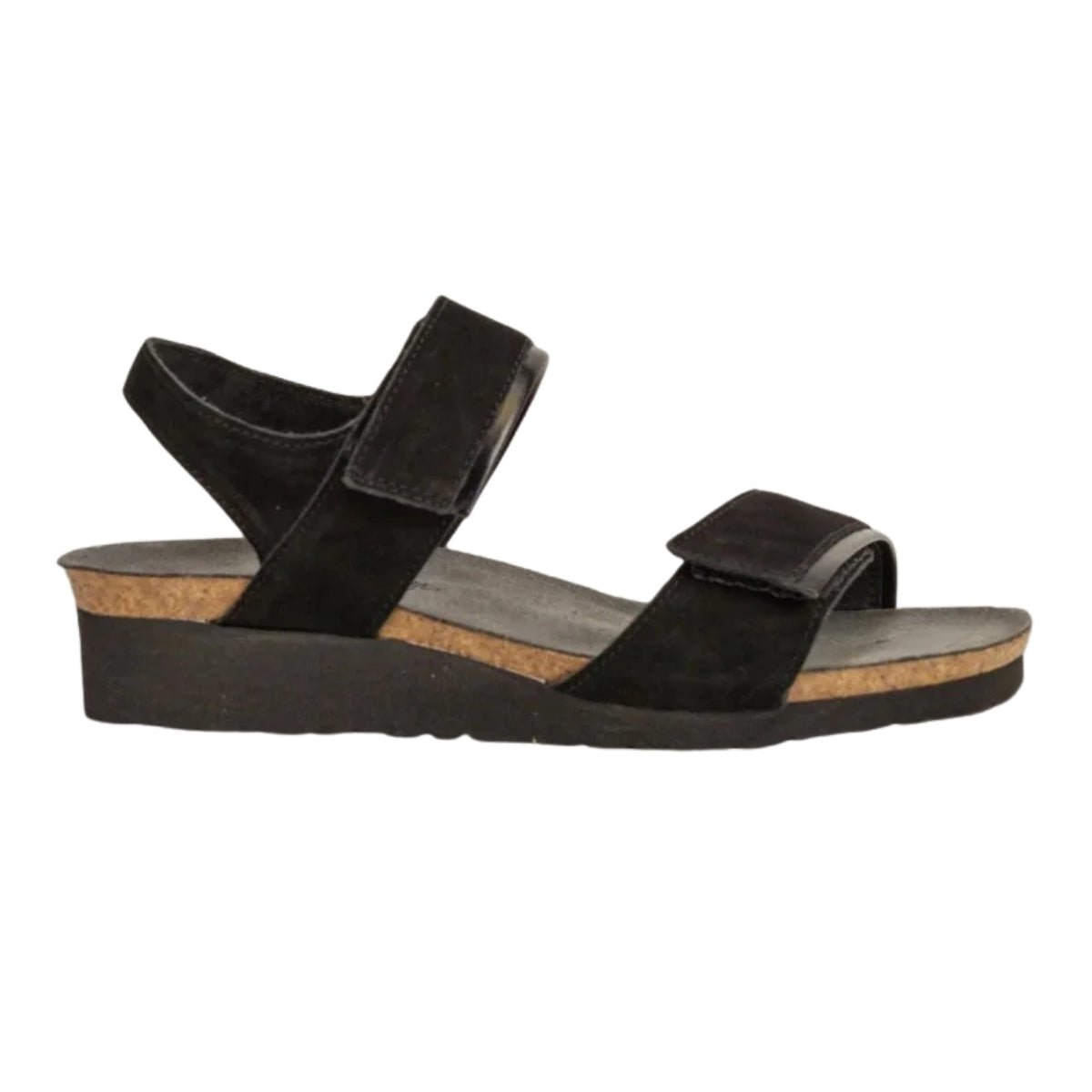 Aisha | Velvet Nubuck/Madras | Black - sandals - Naot