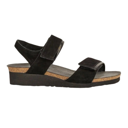 Aisha | Velvet Nubuck/Madras | Black - sandals - Naot