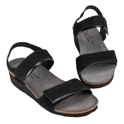 Aisha | Velvet Nubuck/Madras | Black - sandals - Naot