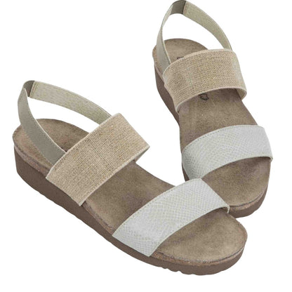 Amy | Leather/Elastic | Beige - Wedge - Naot