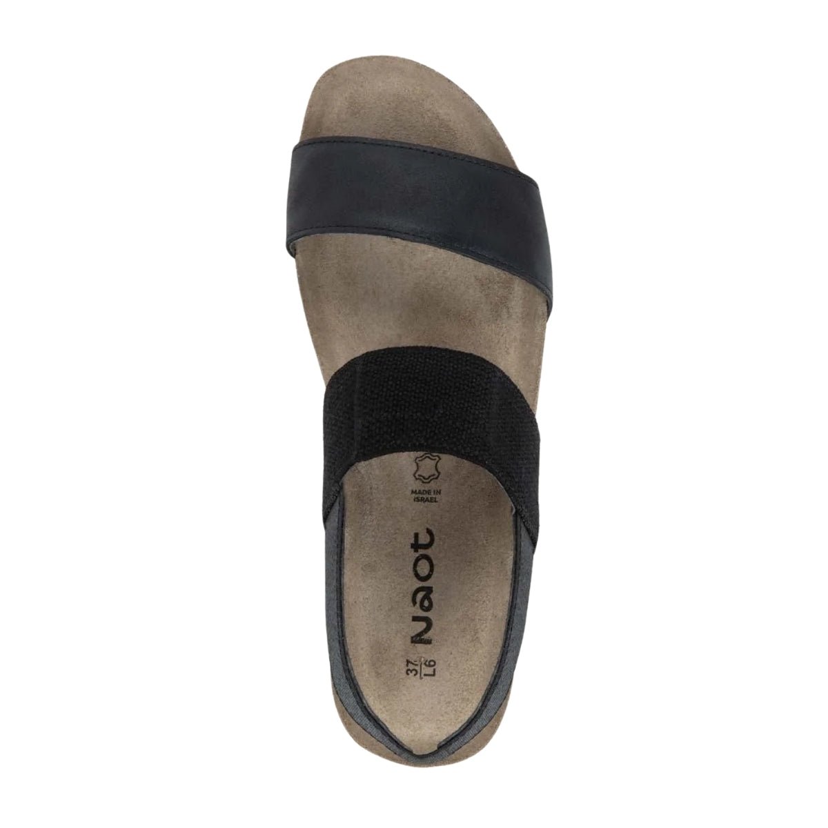 Amy | Leather/Elastic | Black - Wedge - Naot