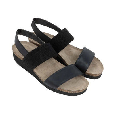 Amy | Leather/Elastic | Black - Wedge - Naot