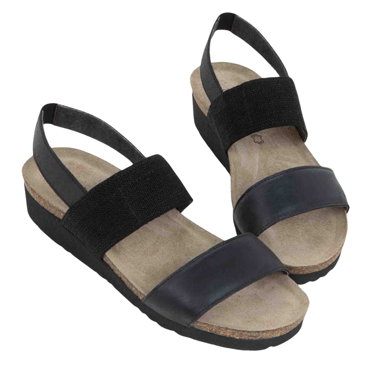 Amy | Leather/Elastic | Black - Wedge - Naot