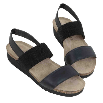 Amy | Leather/Elastic | Black - Wedge - Naot
