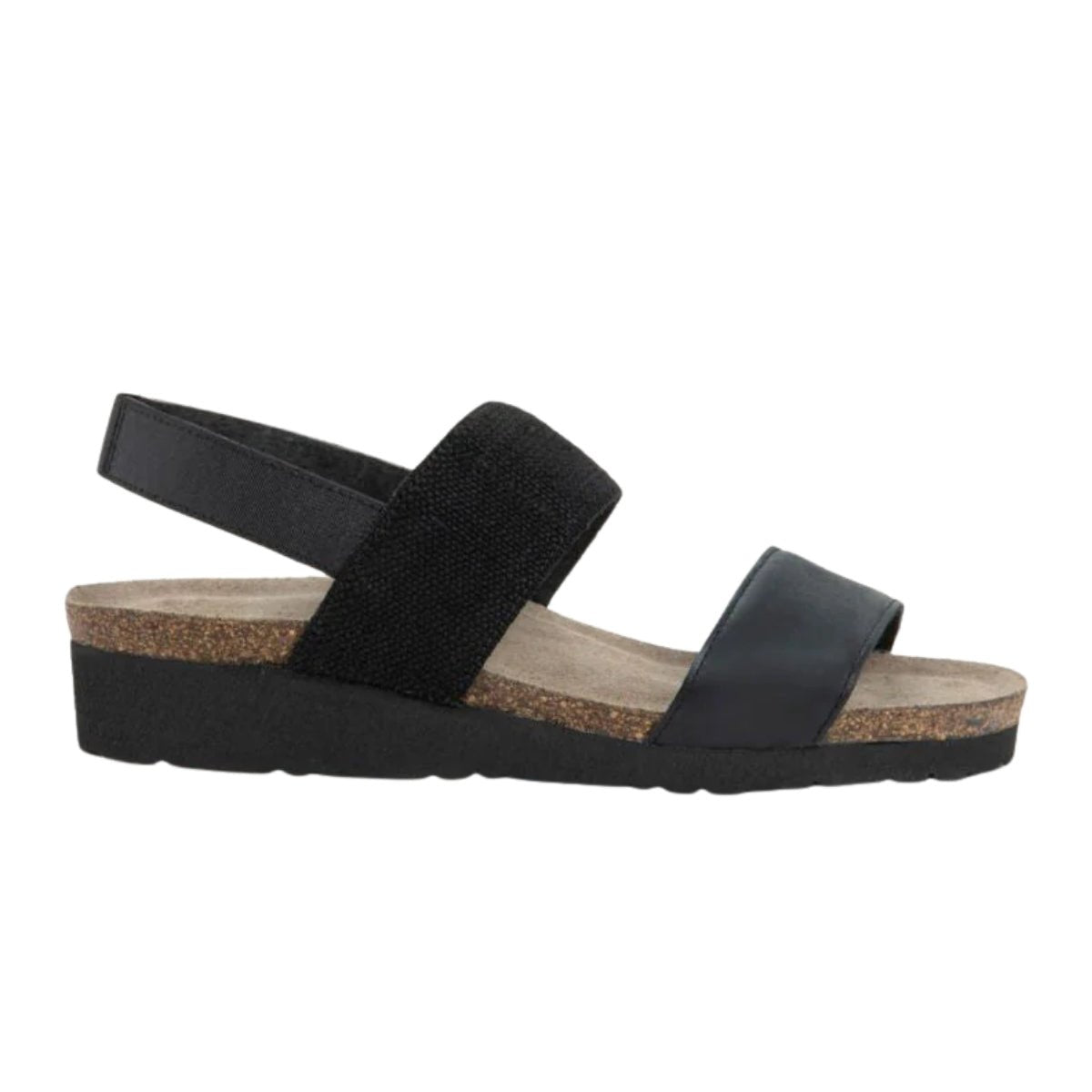 Amy | Leather/Elastic | Black - Wedge - Naot