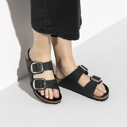 Arizona Big Buckle | Oiled Leather | Black - sandals - Birkenstock