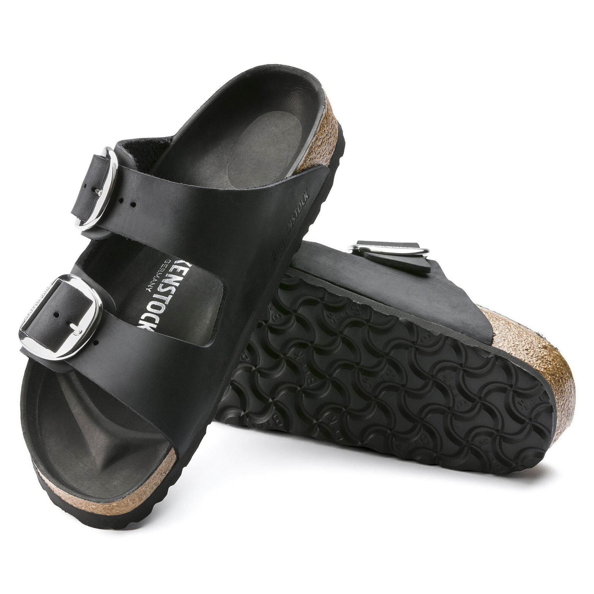 Arizona Big Buckle | Oiled Leather | Black - sandals - Birkenstock