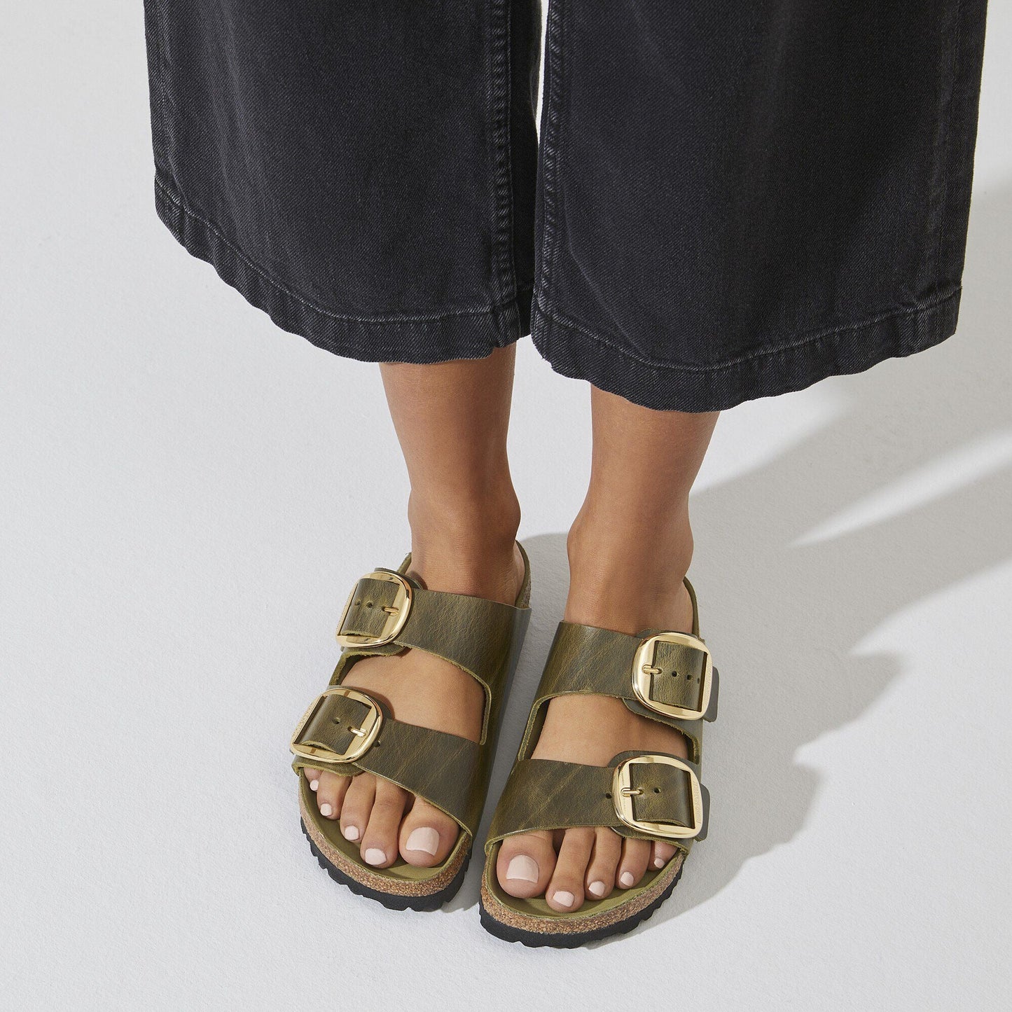 Arizona Big Buckle | Oiled Leather | Olive Green - sandals - Birkenstock