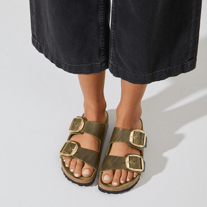 Arizona Big Buckle | Oiled Leather | Olive Green - Sandals - Birkenstock