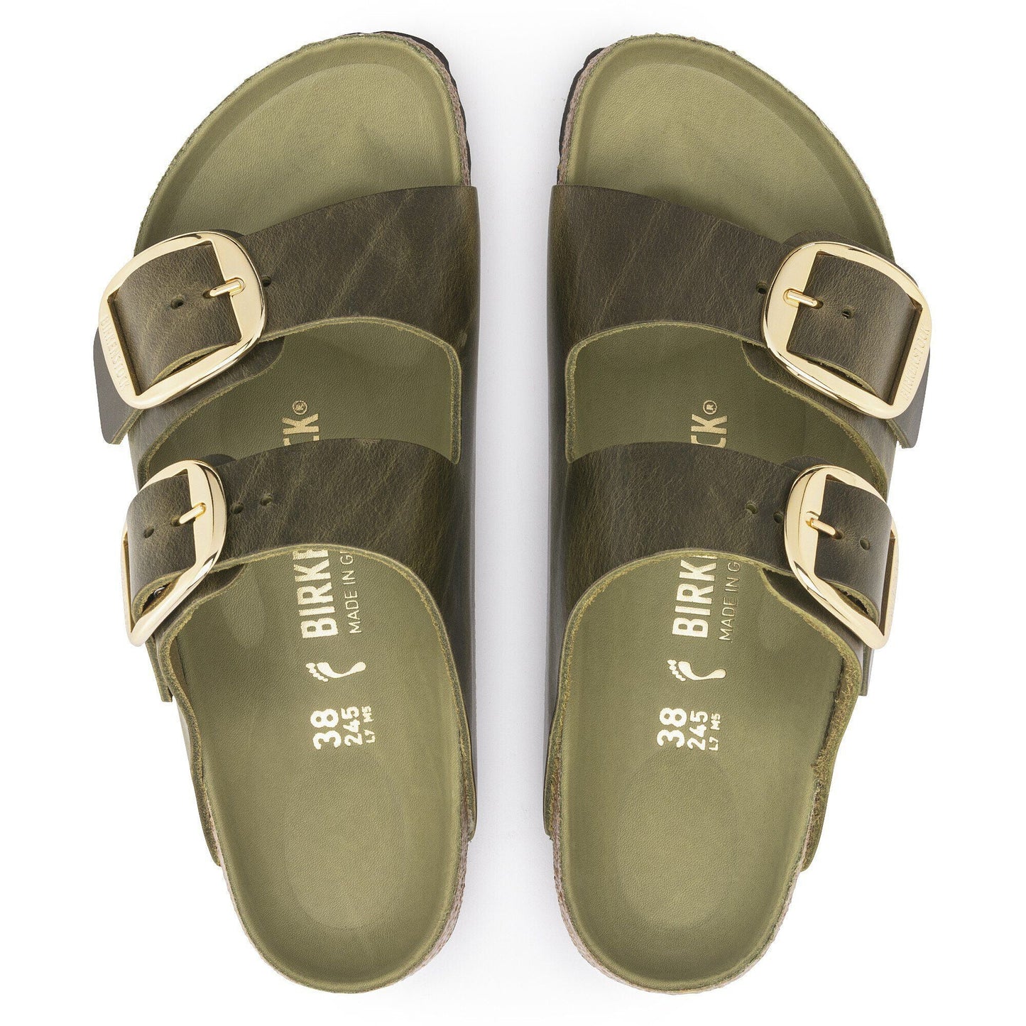 Arizona Big Buckle | Oiled Leather | Olive Green - sandals - Birkenstock