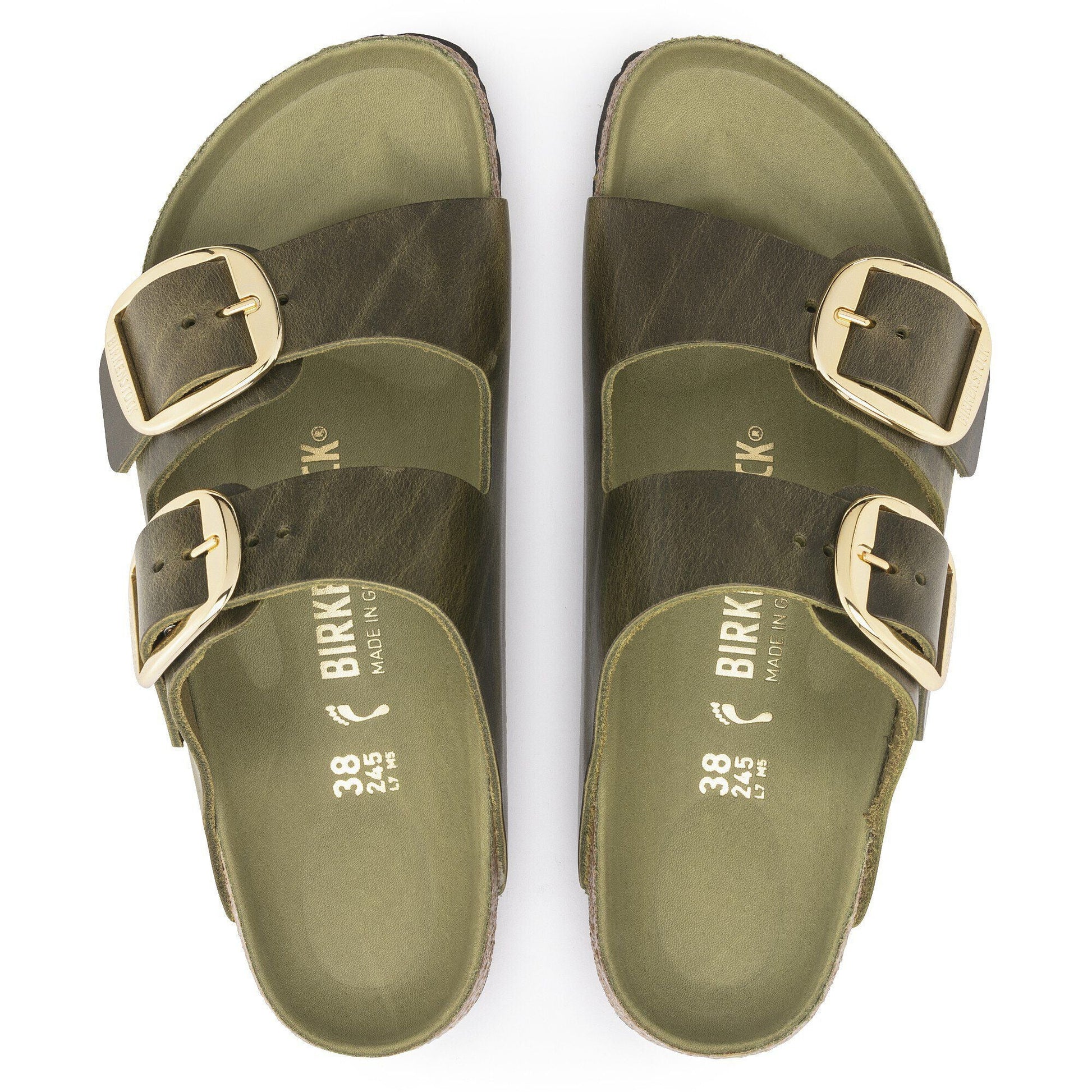 Arizona Big Buckle | Oiled Leather | Olive Green - sandals - Birkenstock