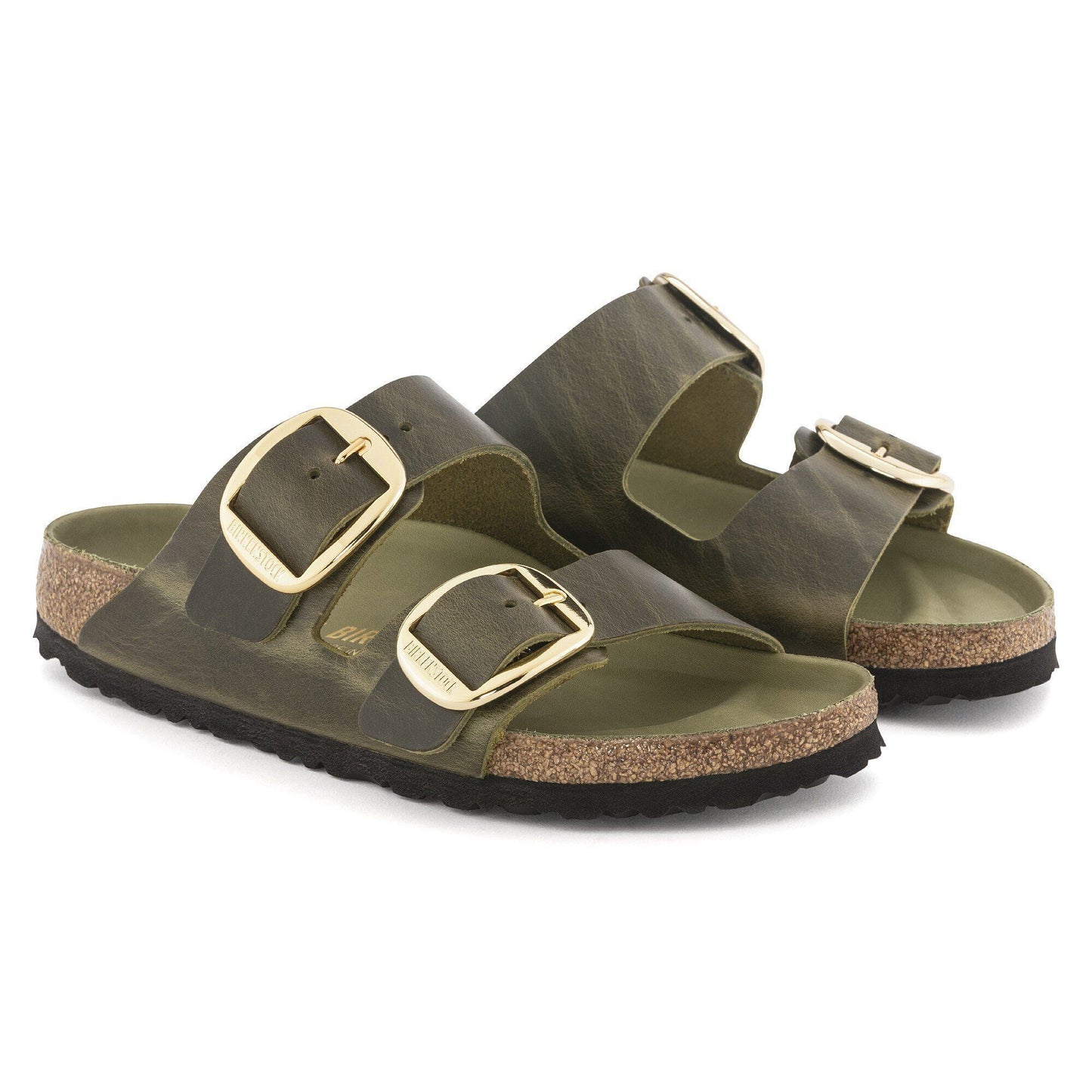Arizona Big Buckle | Oiled Leather | Olive Green - sandals - Birkenstock