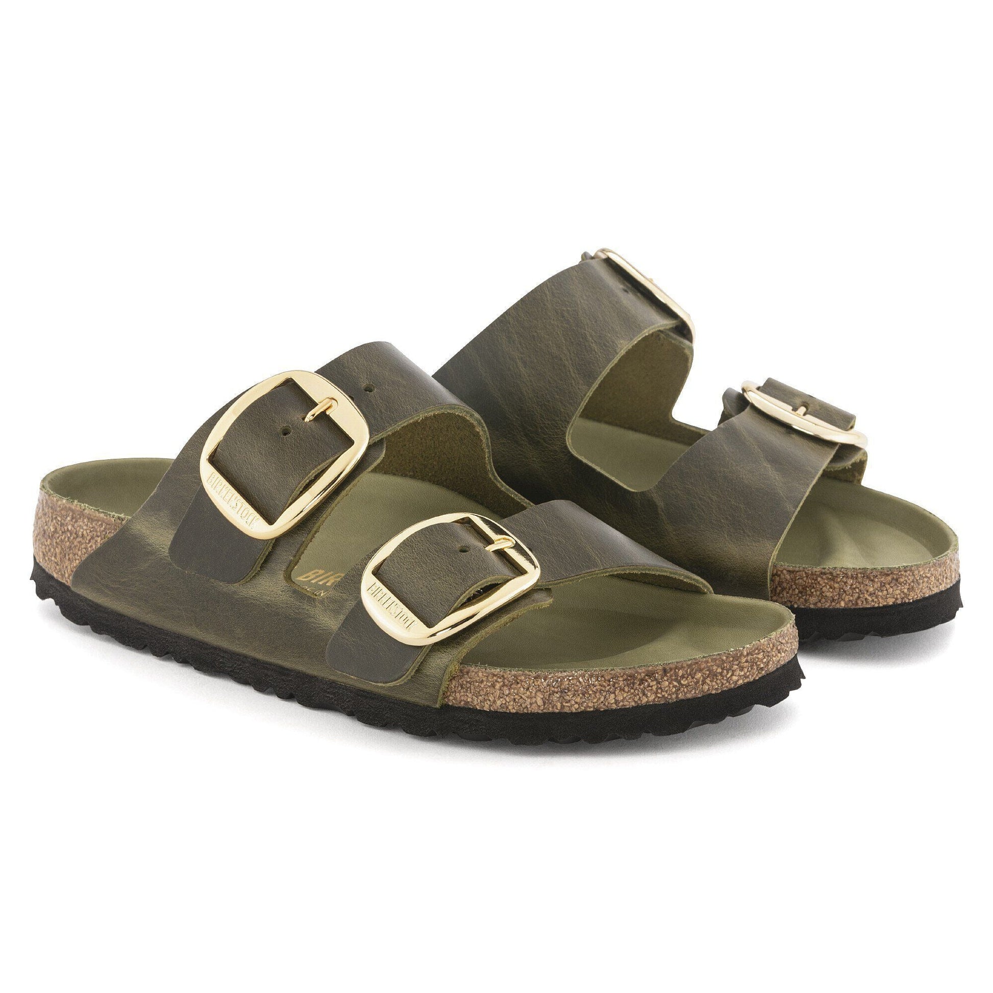 Arizona Big Buckle | Oiled Leather | Olive Green - sandals - Birkenstock